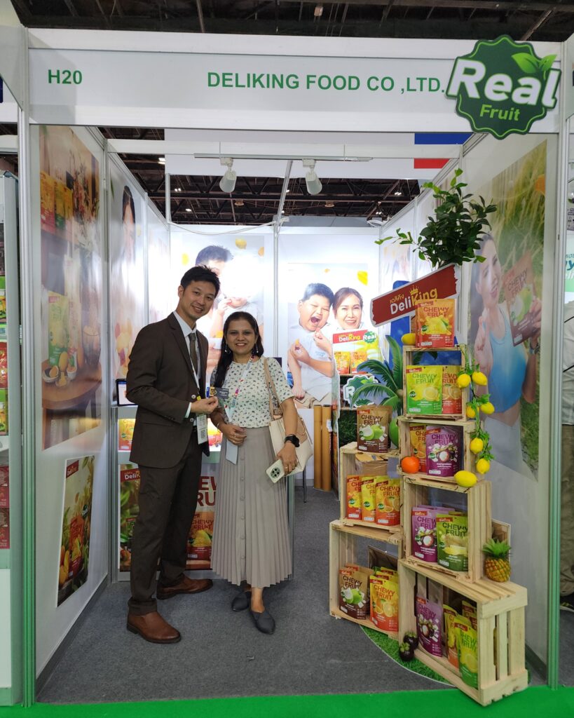 Importers, distributors, buyers who visit and love DeliKing Premium Thai Tropical Fruit Jelly at Organic & Natural Expo Dubai.