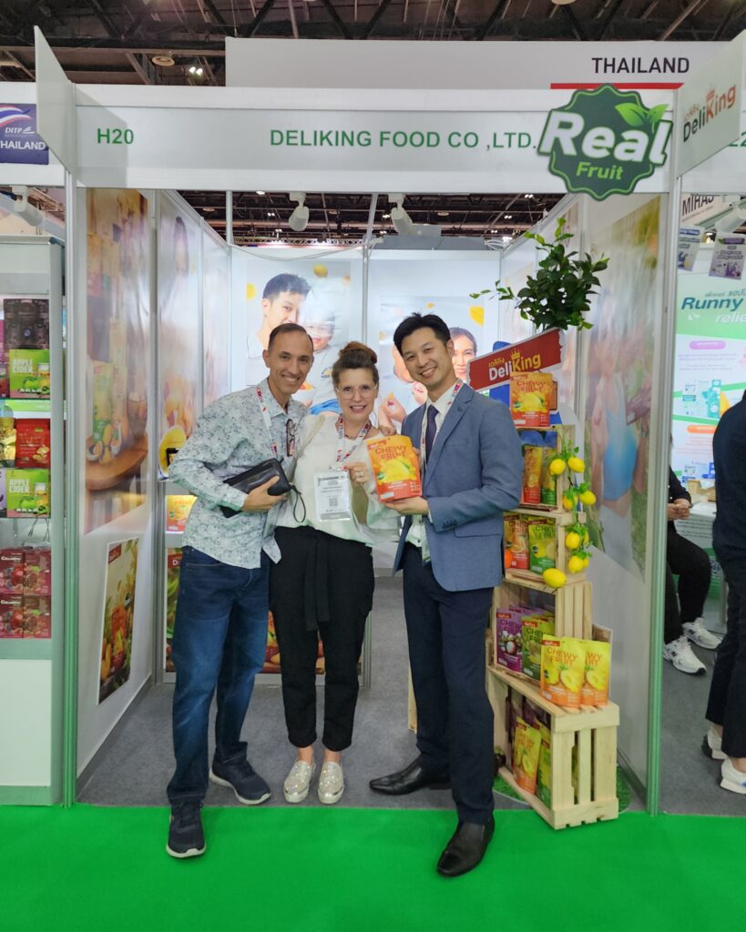 Importers, distributors, buyers who visit and love DeliKing Premium Thai Tropical Fruit Jelly at Organic & Natural Expo Dubai.
