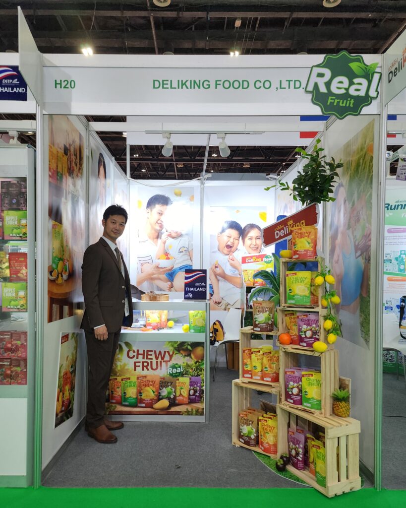 DeliKing Premium Thai Tropical Fruit Jelly booth at Organic & Natural Expo Dubai.
