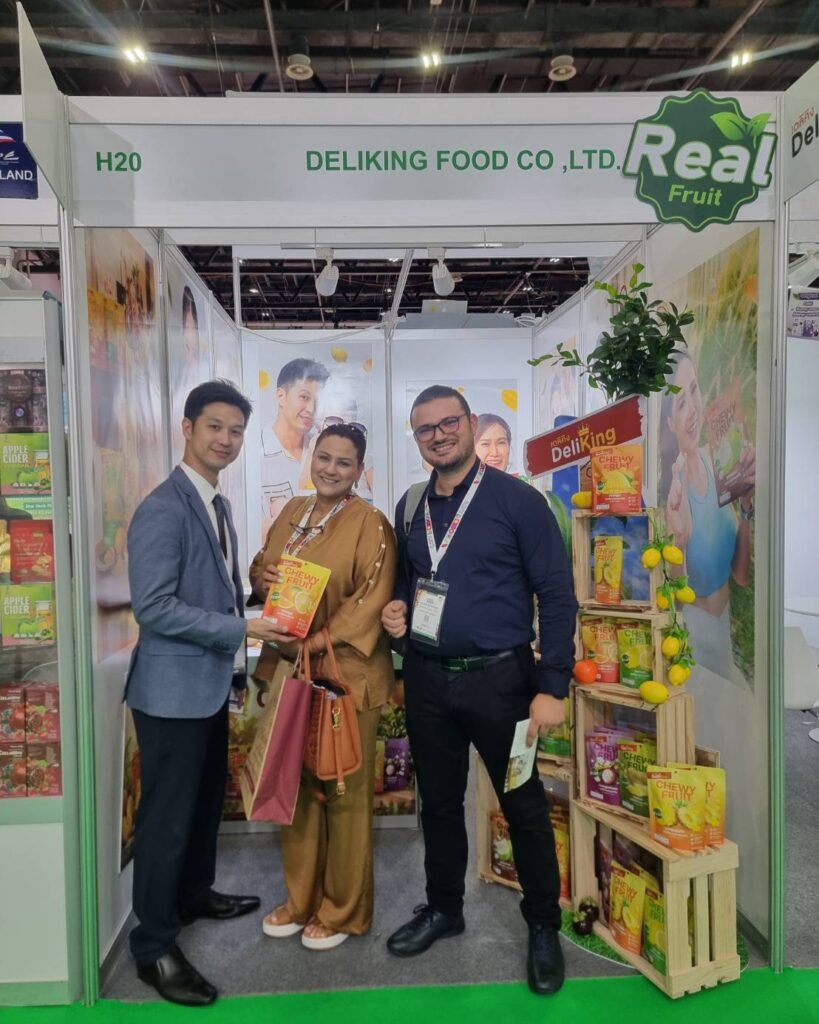 Importers, distributors, buyers who visit and love DeliKing Premium Thai Tropical Fruit Jelly at Organic & Natural Expo Dubai.